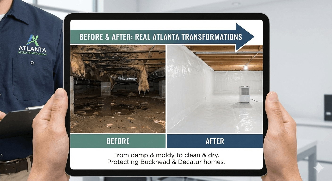 Before and after crawl space transformation